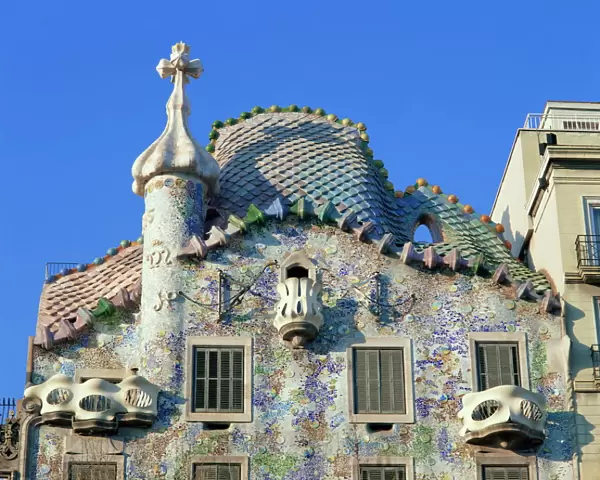 The Casa Batllo, a Gaudi house, in Barcelona, Cataluna, Spain, Europe