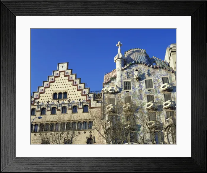 Framed Print : Houses by two architects, Casa Batllo by Gaudi and Casa Amatller by Cadafalch Framed Print : Houses by two architects, Casa Batllo by Gaudi and Casa Amatller by Cadafalch