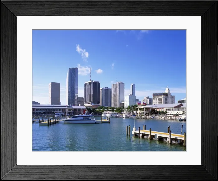 Framed Print : Marina and city skyline, Miami, Florida, United States of America, North America Framed Print : Marina and city skyline, Miami, Florida, United States of America, North America