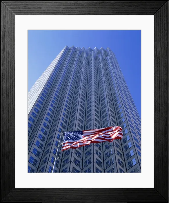 Framed Print : Modern office block with the Stars & Stripes, Miami, Florida, United States of America Framed Print : Modern office block with the Stars & Stripes, Miami, Florida, United States of America