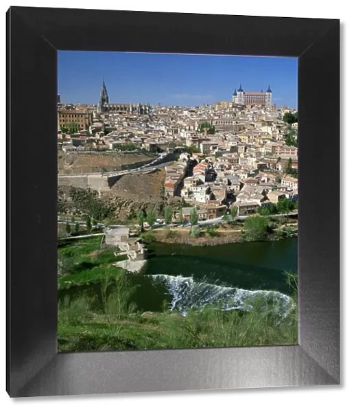 The river below the city of Toledo in Castilla la Mancha, Spain, Europe