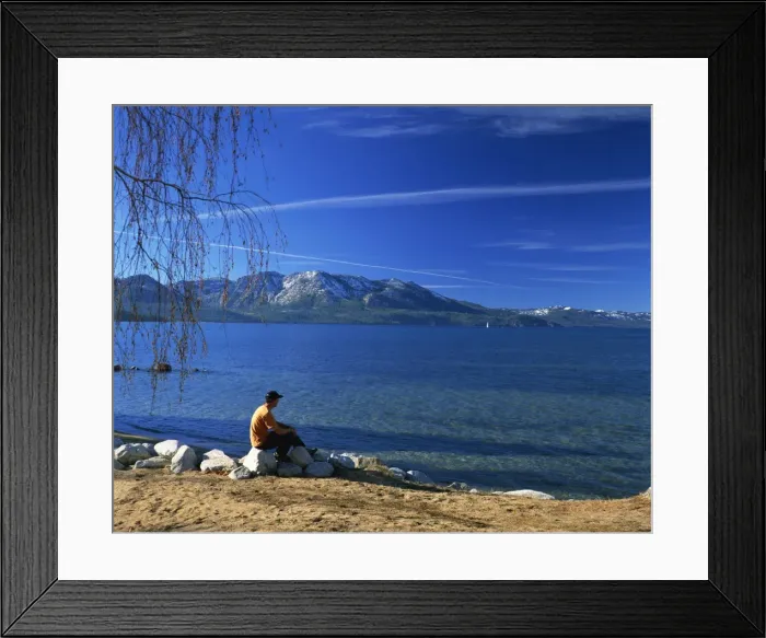 Framed Print : View of south beach, Lake Tahoe, California, United States of America, North America Framed Print : View of south beach, Lake Tahoe, California, United States of America, North America