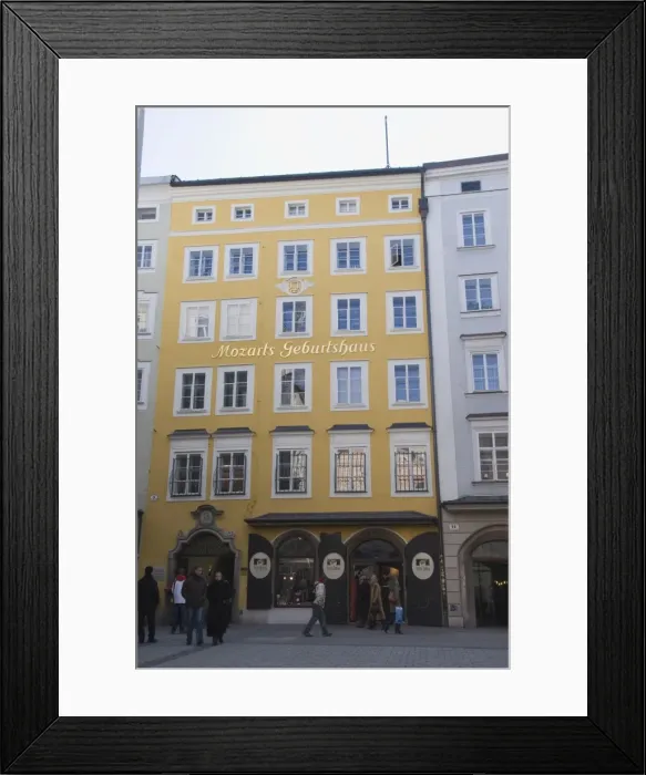 Framed Print : Mozarts Birthplace, now a museum, in Getreidegasse, Salzburg, Austria, Europe Framed Print : Mozarts Birthplace, now a museum, in Getreidegasse, Salzburg, Austria, Europe