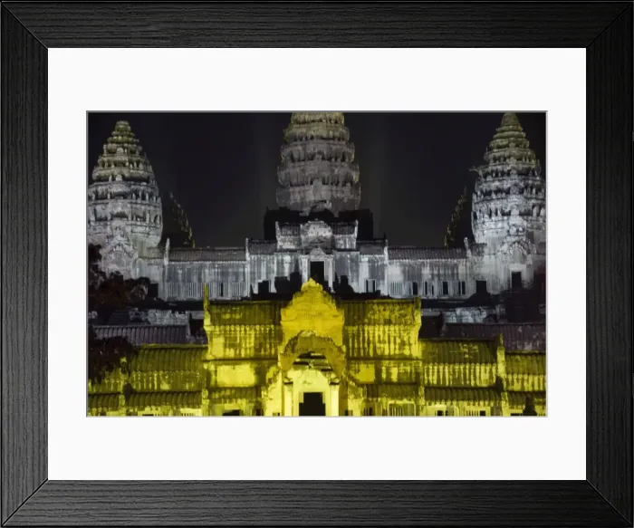 Framed Print : Angkor Wat Temple, UNESCO World Heritage Site, at night, lit for a special light show Framed Print : Angkor Wat Temple, UNESCO World Heritage Site, at night, lit for a special light show