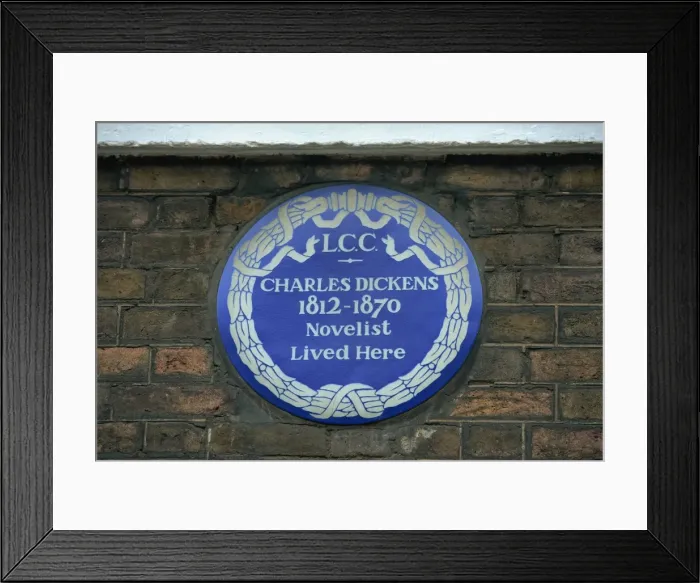 Framed Print : Blue plaque commemorating Charles Dickens, London, England, United Kingdom, Europe Framed Print : Blue plaque commemorating Charles Dickens, London, England, United Kingdom, Europe