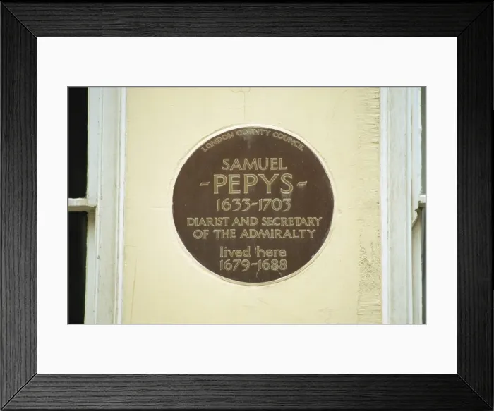 Framed Print : Plaque commemorating Samuel Pepys, London, England, United Kingdom, Europe Framed Print : Plaque commemorating Samuel Pepys, London, England, United Kingdom, Europe