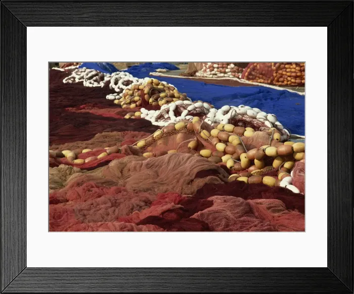 Framed Print : Fishing nets drying, Essaouira, Morocco, North Africa, Africa Framed Print : Fishing nets drying, Essaouira, Morocco, North Africa, Africa