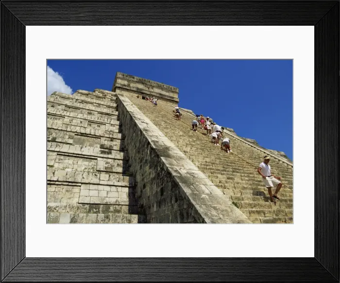 Framed Print : Tourists climbing El Castillo, Chichen Itza, UNESCO World Heritage Site Framed Print : Tourists climbing El Castillo, Chichen Itza, UNESCO World Heritage Site