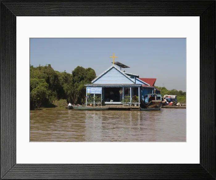 Framed Print : Floating church, Tonle Sap Lake, Vietnamese Boat People, near Siem Reap Framed Print : Floating church, Tonle Sap Lake, Vietnamese Boat People, near Siem Reap