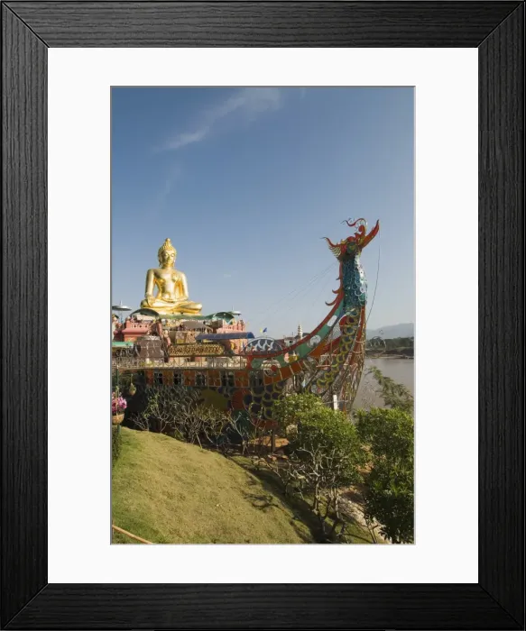 Framed Print : Huge golden Buddha on the banks of the Mekong River at Sop Ruak, Thailand Framed Print : Huge golden Buddha on the banks of the Mekong River at Sop Ruak, Thailand