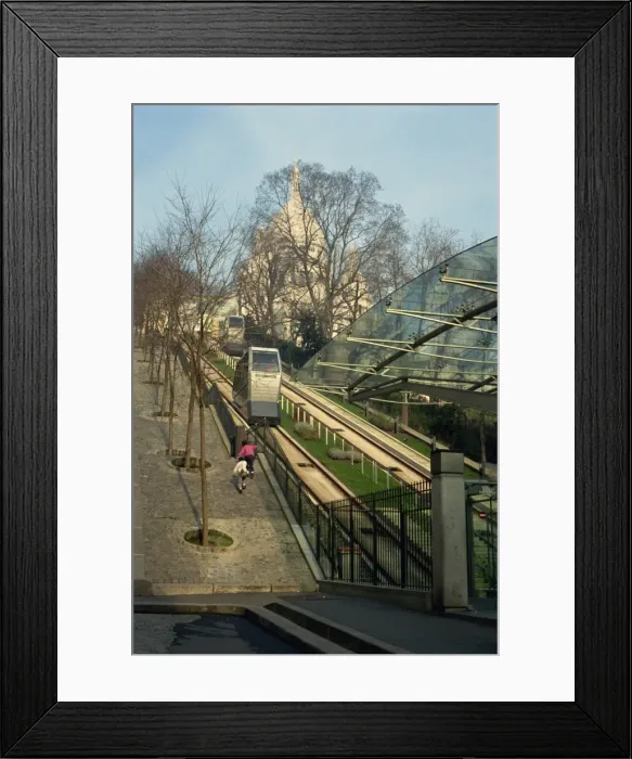 Framed Print : The Furnicular up to the Sacre Coeur, beside the steps of Montmartre, Paris Framed Print : The Furnicular up to the Sacre Coeur, beside the steps of Montmartre, Paris