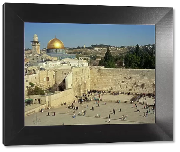 Western or Wailing Wall, sacred site of Judaism, with the gold Dome of the Rock