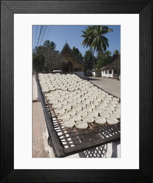 Framed Print : Drying rice cakes for monks, Luang Prabang, Laos, Indochina, Southeast Asia, Asia Framed Print : Drying rice cakes for monks, Luang Prabang, Laos, Indochina, Southeast Asia, Asia