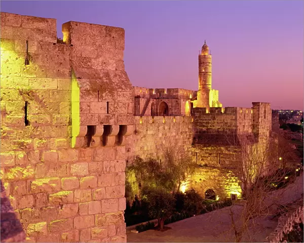 Walls and the Citadel of David in the Old City of Jerusalem, Israel, Middle East