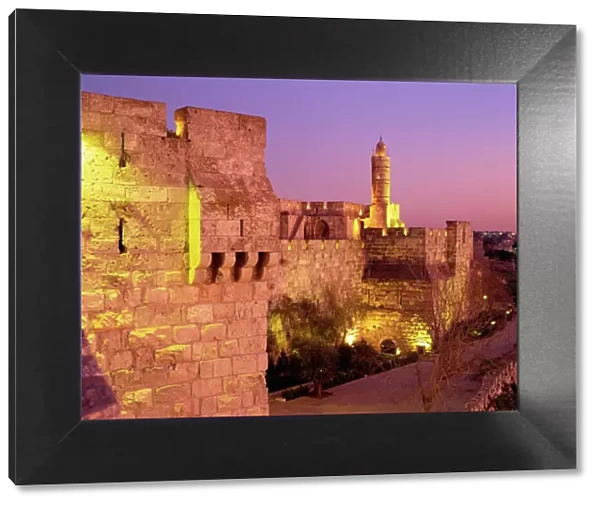 Walls and the Citadel of David in the Old City of Jerusalem, Israel, Middle East