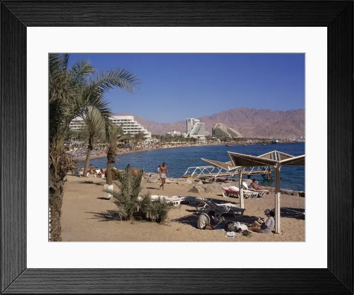 Framed Print : Beach and hotels, Eilat, Israel, Middle East Framed Print : Beach and hotels, Eilat, Israel, Middle East