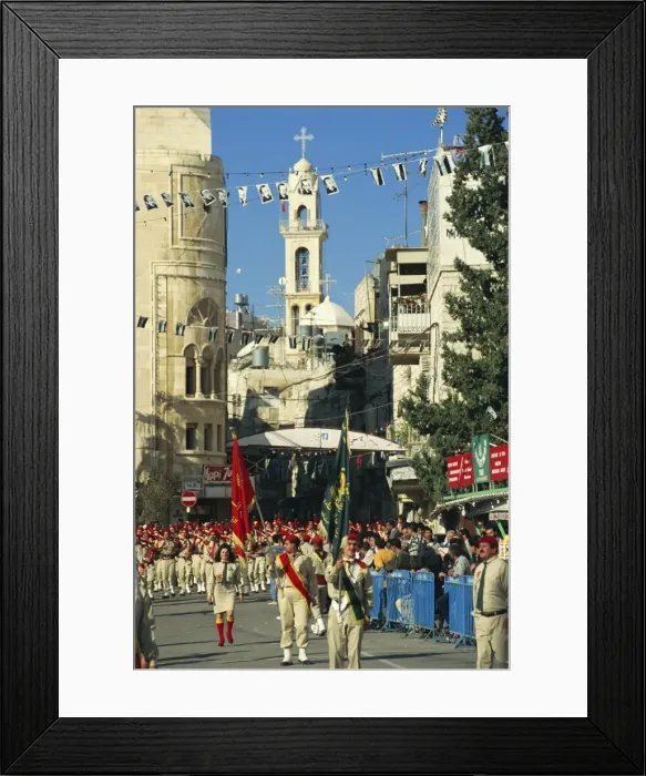 Framed Print : Scout bands marching, Christmas Day, Bethlehem, Israel, Middle East Framed Print : Scout bands marching, Christmas Day, Bethlehem, Israel, Middle East