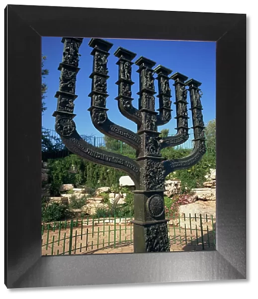 Sculpture of Menorah near the Knesset in Jerusalem, Israel, Middle East