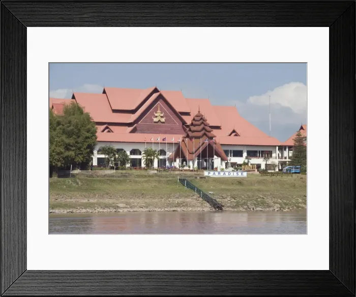 Framed Print : Casino on the Mekong River in Burma just a short boat trip from Thailand Framed Print : Casino on the Mekong River in Burma just a short boat trip from Thailand