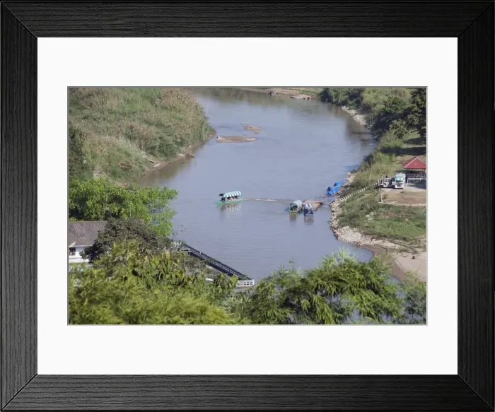 Framed Print : Ruak River joining the Mekong River, the left bank of Ruak is Thailand Framed Print : Ruak River joining the Mekong River, the left bank of Ruak is Thailand