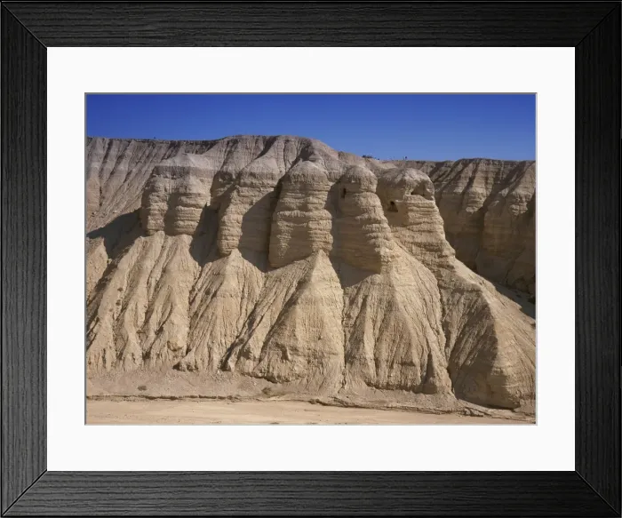 Framed Print : Archaeological site of Qumran where Dead Sea scrolls discovered in caves in cliffs Framed Print : Archaeological site of Qumran where Dead Sea scrolls discovered in caves in cliffs