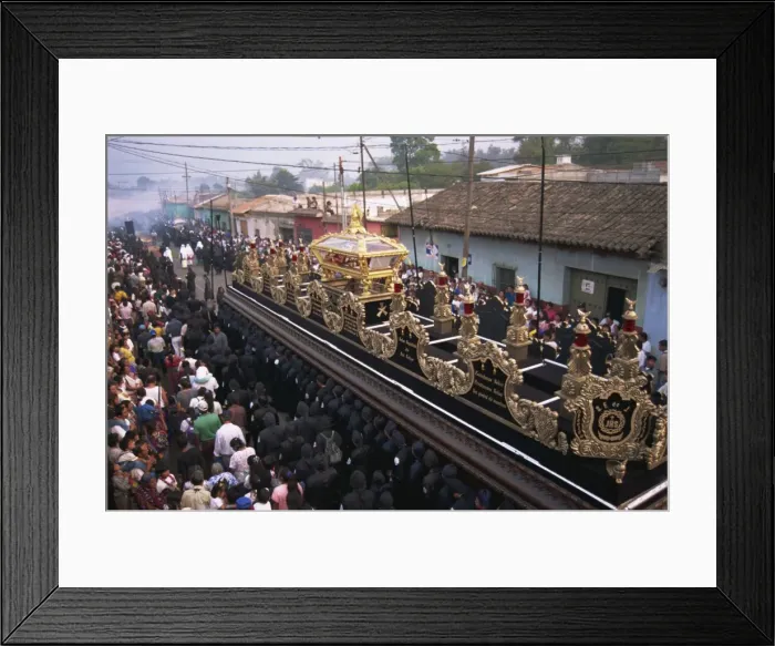 Framed Print : View from above of Christs coffin in Good Friday procession, Antigua