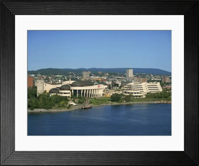 Framed Print : The Ottawa River with the Canadian Museum of Civilization building and the city of Ottawa behind