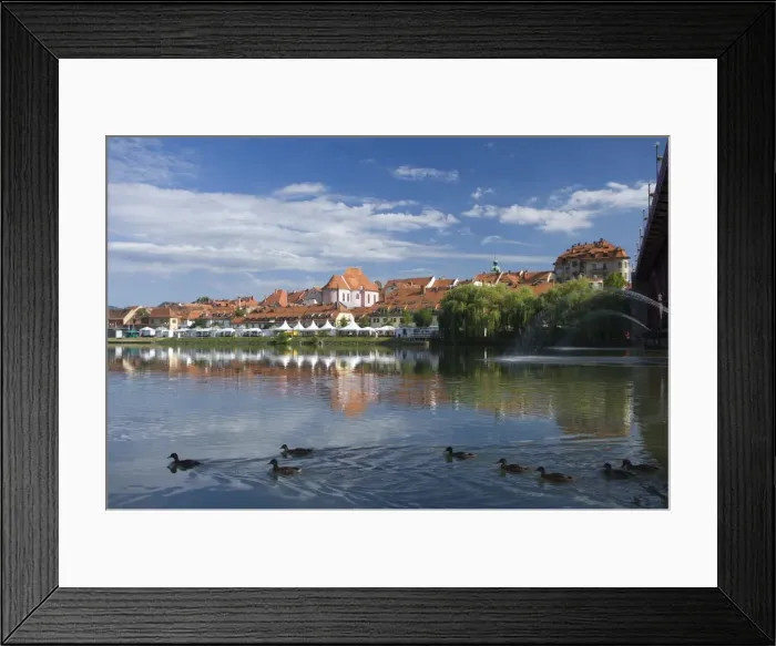 Framed Print : Maribor and River Drava, Slovenia, Europe Framed Print : Maribor and River Drava, Slovenia, Europe