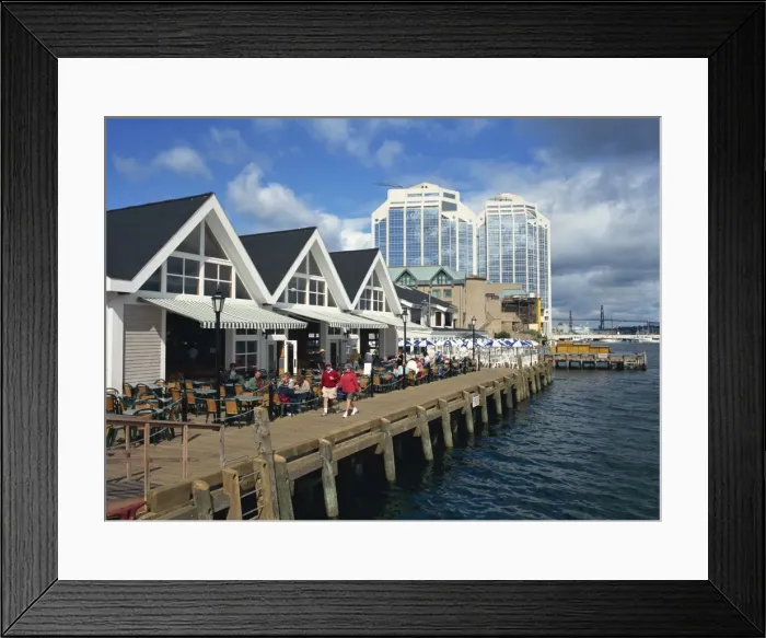 Framed Print : The waterfront with harbourside cafes at Halifax, Nova Scotia, Canada, North America Framed Print : The waterfront with harbourside cafes at Halifax, Nova Scotia, Canada, North America