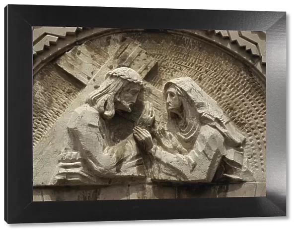Sculpture at the 4th Station of the Cross on the Via Dolorosa, in the Old City of Jerusalem