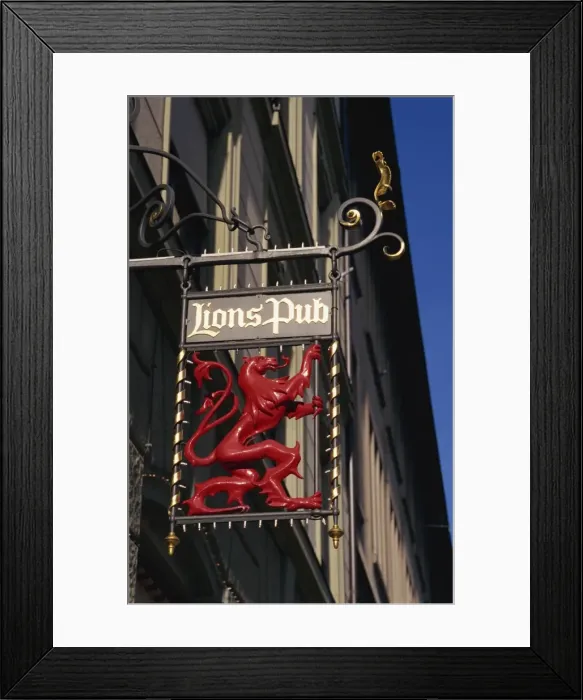 Framed Print : Pub sign, Old Town, Zurich, Switzerland, Europe Framed Print : Pub sign, Old Town, Zurich, Switzerland, Europe