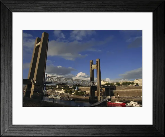 Framed Print : The biggest drawbridge in Europe, Recouvrance Bridge, Brest, Brittany, France, Europe