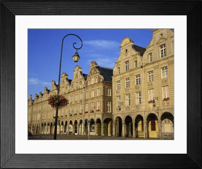 Framed Print : Colonnades of buildings in the town of Arras, Artois region, Nord Pas de Calais Framed Print : Colonnades of buildings in the town of Arras, Artois region, Nord Pas de Calais