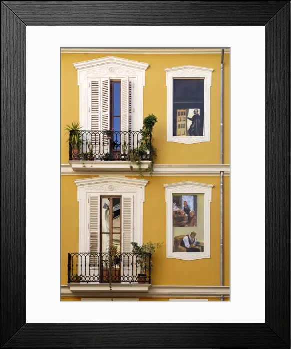 Framed Print : Trompe l oeil paintings on facades, St. Nicolas Square, Valencia, Spain, Europe