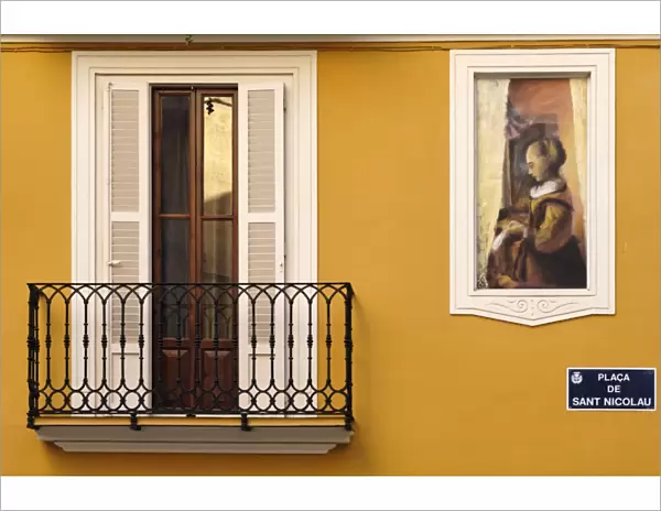 Trompe l oeil paintings on facades, St. Nicolas Square, Valencia, Spain, Europe