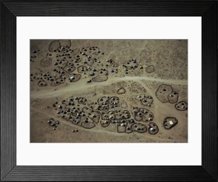 Framed Print : Aerial view of refugee camps, Darwanaji, Ethiopia, Africa Framed Print : Aerial view of refugee camps, Darwanaji, Ethiopia, Africa