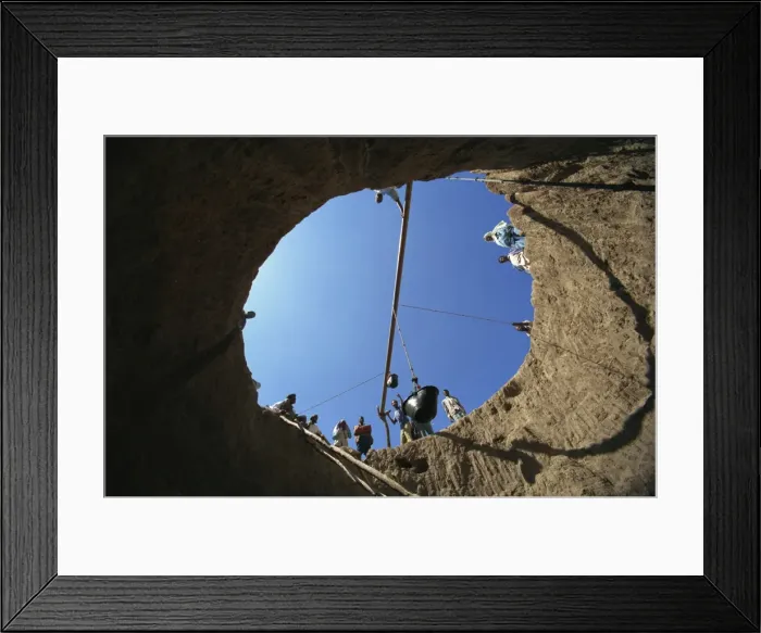 Framed Print : View up out of a well, Teferi Ber camp, Ethiopia, Africa Framed Print : View up out of a well, Teferi Ber camp, Ethiopia, Africa