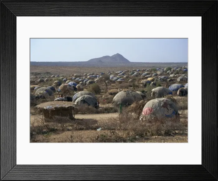 Framed Print : Hundreds of makeshift homes, Darwanaji Refugee Camp, Ethiopia, Africa Framed Print : Hundreds of makeshift homes, Darwanaji Refugee Camp, Ethiopia, Africa