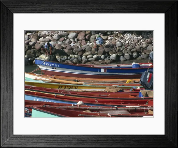 Framed Print : Fishing boats, Petite Anse, Martinique, West Indies, Central America Framed Print : Fishing boats, Petite Anse, Martinique, West Indies, Central America
