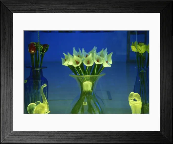 Framed Print : Bowl of glass lilies in shop window, Venice, Veneto, Italy, Europe Framed Print : Bowl of glass lilies in shop window, Venice, Veneto, Italy, Europe