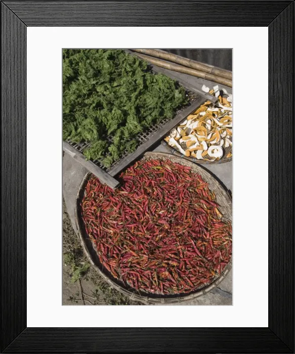 Framed Print : Peppers drying in sun, Luang Prabang, Laos, Indochina, Southeast Asia, Asia Framed Print : Peppers drying in sun, Luang Prabang, Laos, Indochina, Southeast Asia, Asia