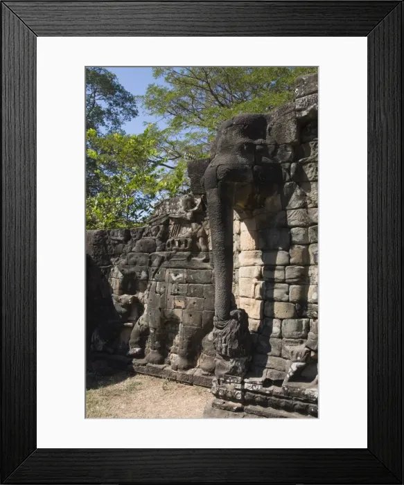 Framed Print : Elephant Terrace, Angkor Thom, Angkor, UNESCO World Heritage Site, Siem Reap