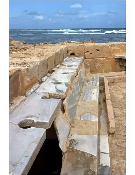 Latrines, Roman site of Sabratha, UNESCO World Heritage Site, Libya, North Africa, Africa