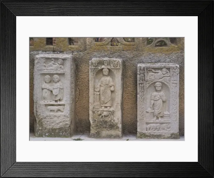 Framed Print : Gravestones currently at the museum taken from the Roman site of Timgad Framed Print : Gravestones currently at the museum taken from the Roman site of Timgad