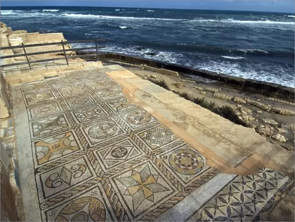 Mosaic at the Seaward Bath, Roman site of Sabratha, UNESCO World Heritage Site