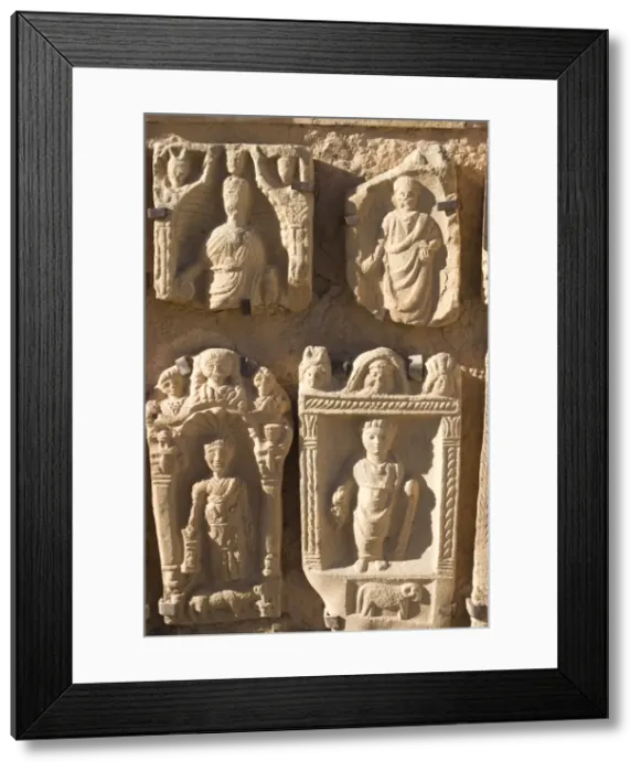 Framed Print : Tombstones at the museum, taken from the Roman site of Lambaesis, Algeria