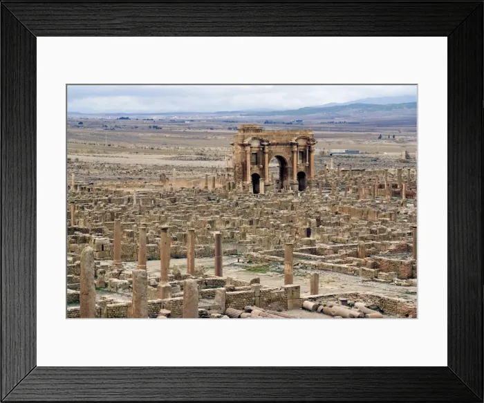 Framed Print : View from the theatre over the Roman site of Timgad, UNESCO World Heritage Site Framed Print : View from the theatre over the Roman site of Timgad, UNESCO World Heritage Site
