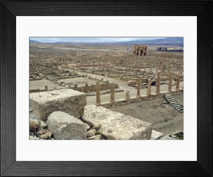 Framed Print : View from the theatre overlooking the Roman site of Timgad, UNESCO World Heritage Site Framed Print : View from the theatre overlooking the Roman site of Timgad, UNESCO World Heritage Site