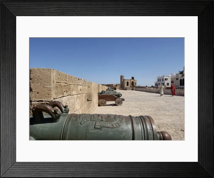 Framed Print : Cannons, Skala of the Kasbah, a mighty crenellated bastion, 300 metres in length Framed Print : Cannons, Skala of the Kasbah, a mighty crenellated bastion, 300 metres in length