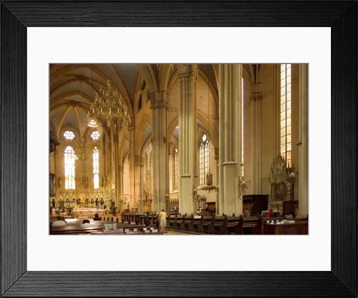 Framed Print : Central nave of the Neo Gothic Cathedral of St. Stephen, Zagreb, Croatia, Europe